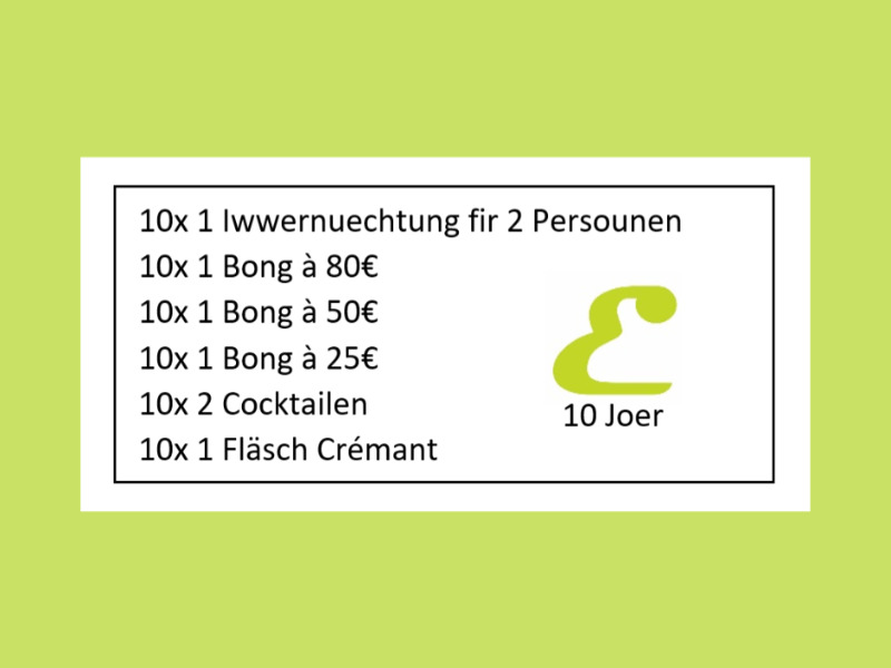 „Gewënnspill am Oktober – 10 Joer nei Ecluse“
