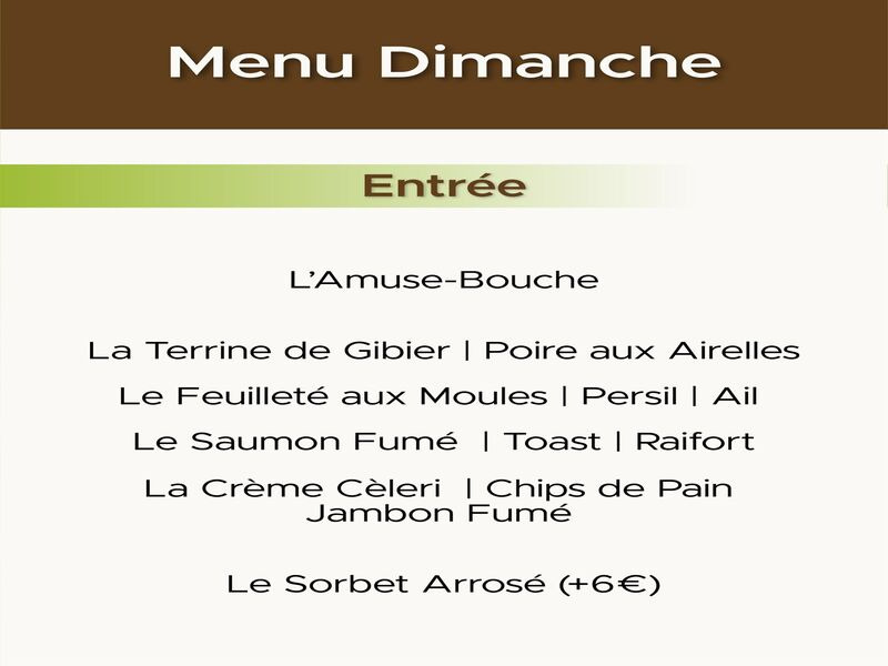 Menu du Dimanche Menu du Dimanche