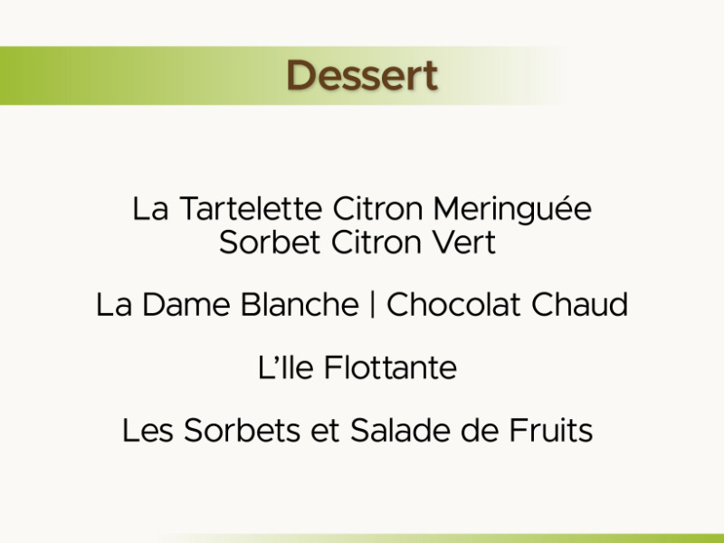 Menu du Dimanche